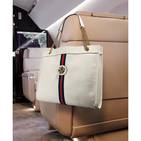 Gucci Ivory White Rajah Web-Striped Leather Tote Bag - Picture 5 of 16